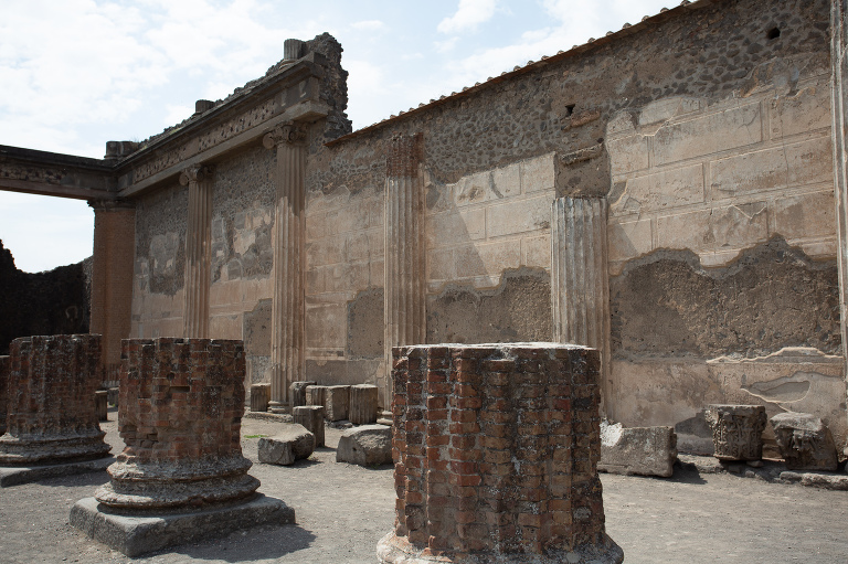bricks and columns of Pompeii